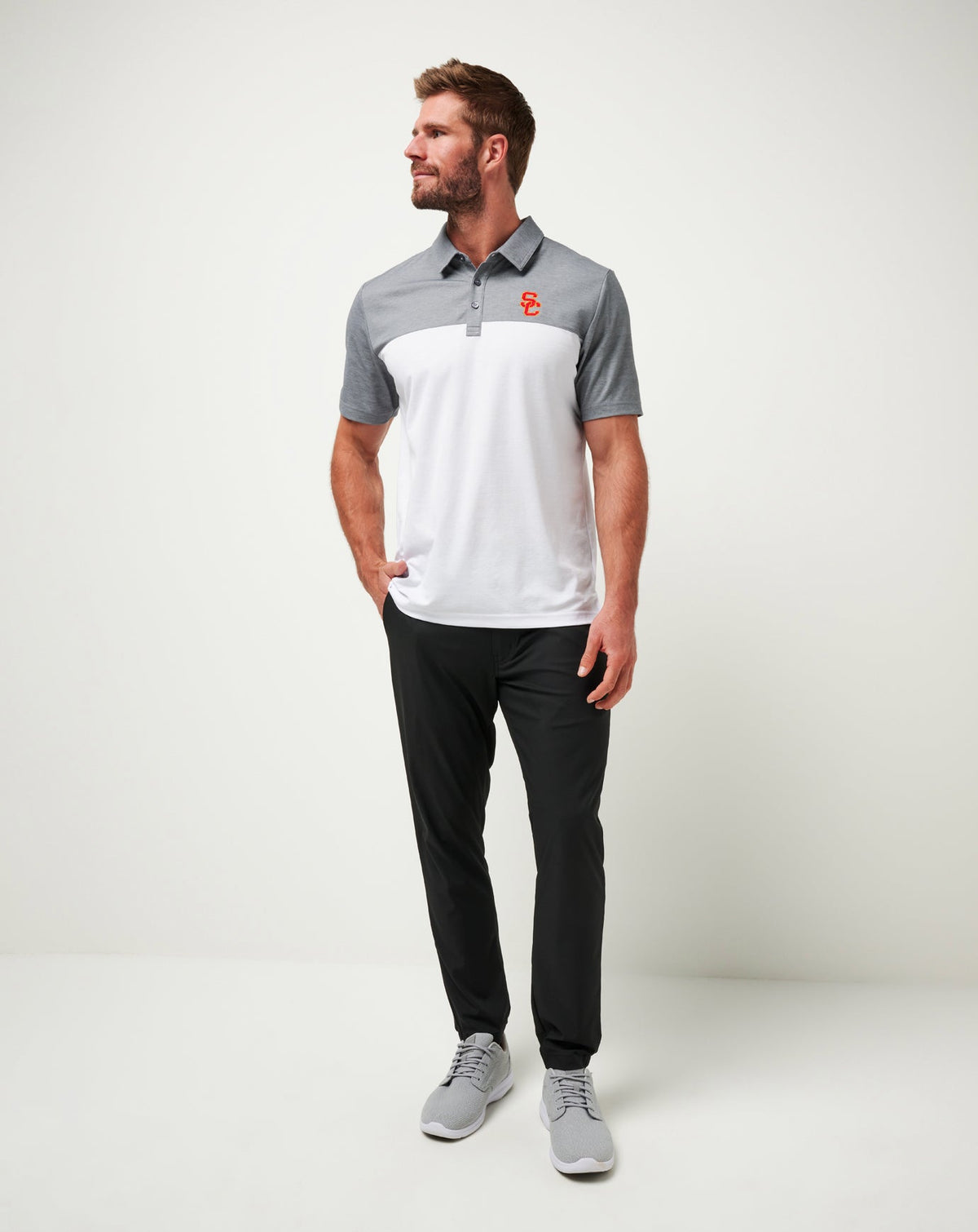 TravisMathew | USC The Rudds 2.0 Polo - Heather Quiet Shade/White