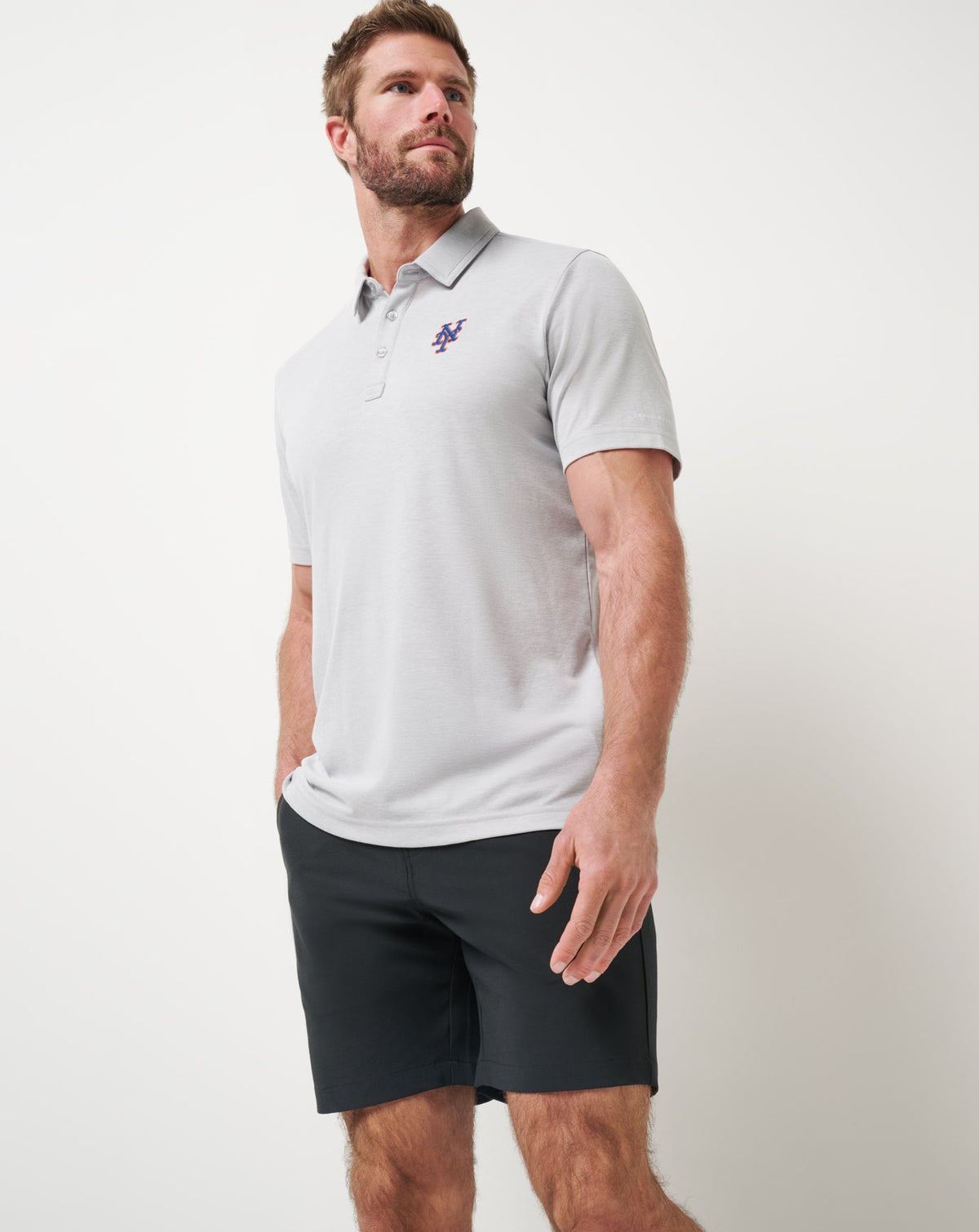 TravisMathew | New York Mets Playoff Pitch Polo - Heather Grey
