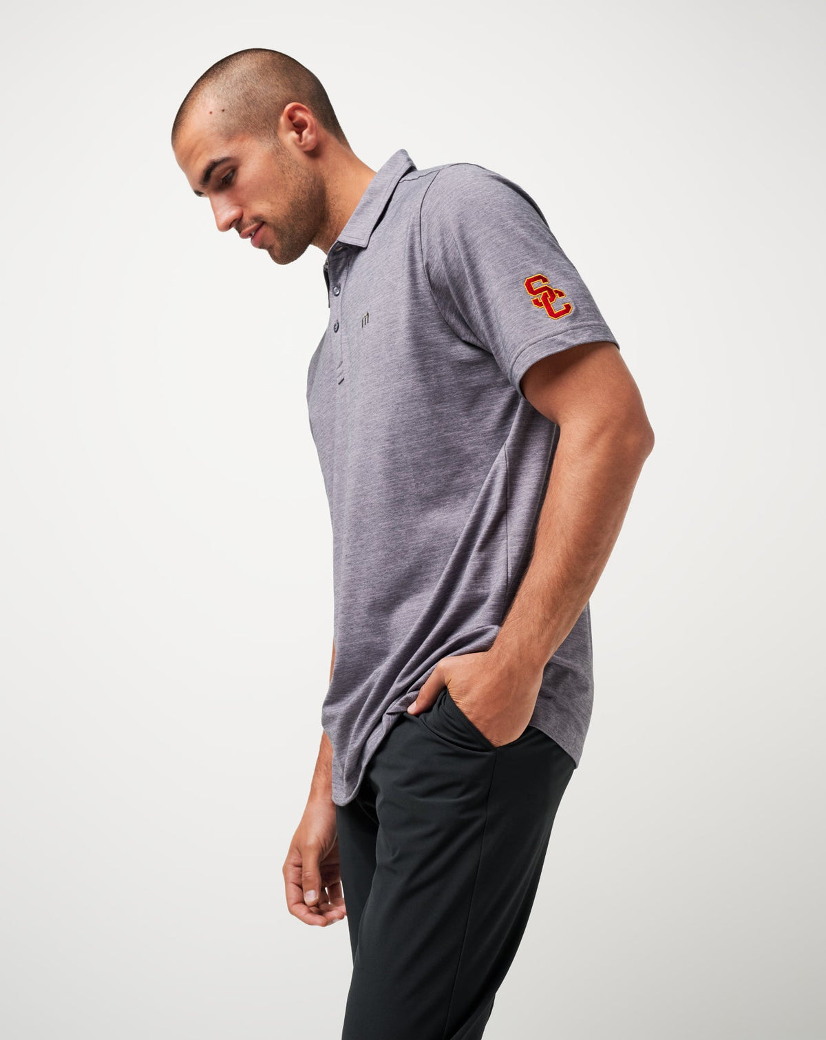 TravisMathew | USC The Heater Polo - Heather Microchip