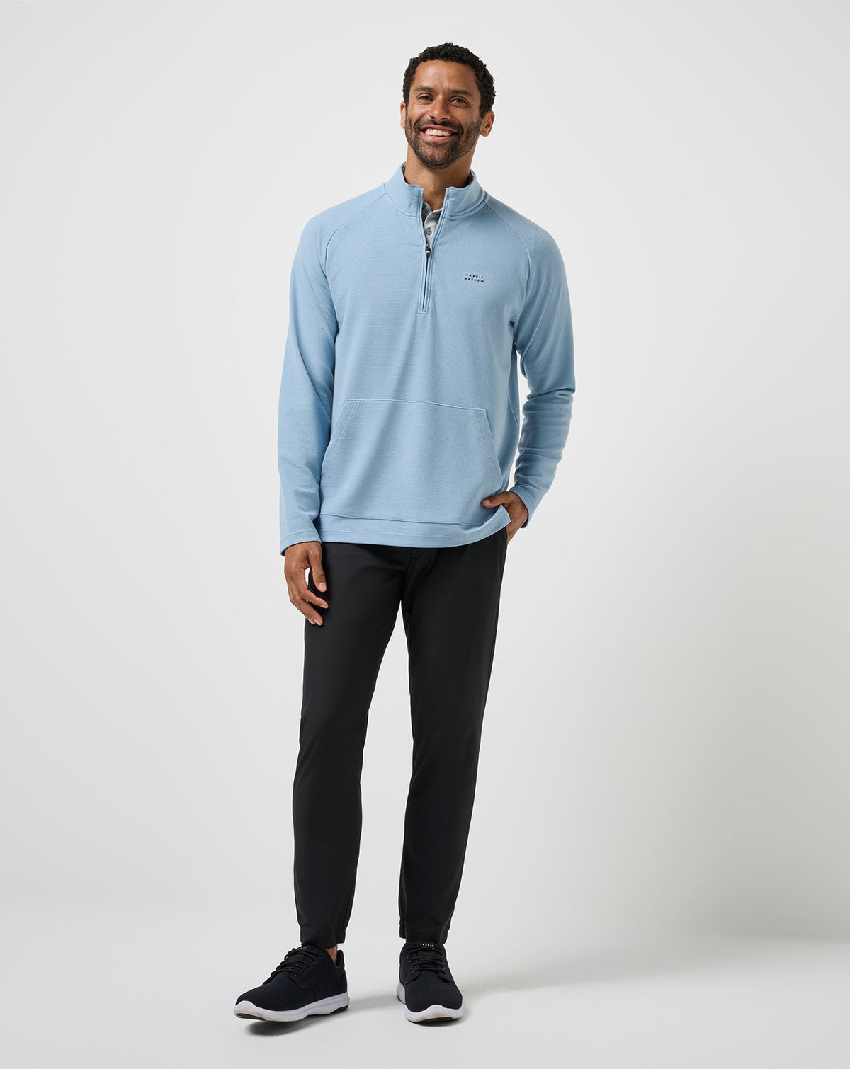 TravisMathew | Performance Waffle Quarter Zip - Dusty Blue