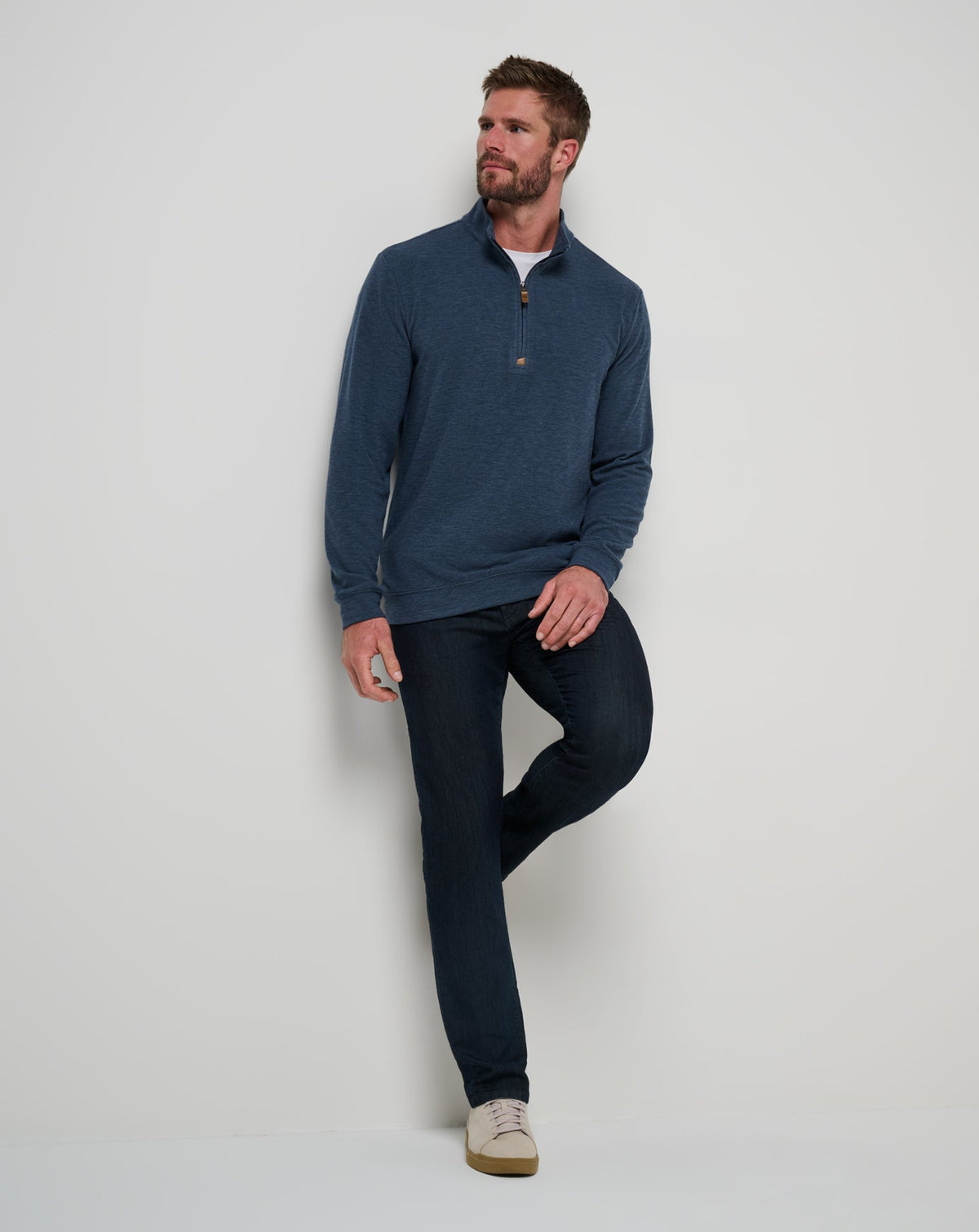TravisMathew | Cloud Sweater Quarter Zip - Heather Navy