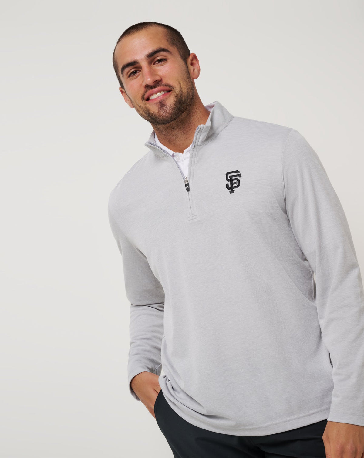 TravisMathew | San Francisco Giants Time To Tailgate Quarter Zip - Heather Grey