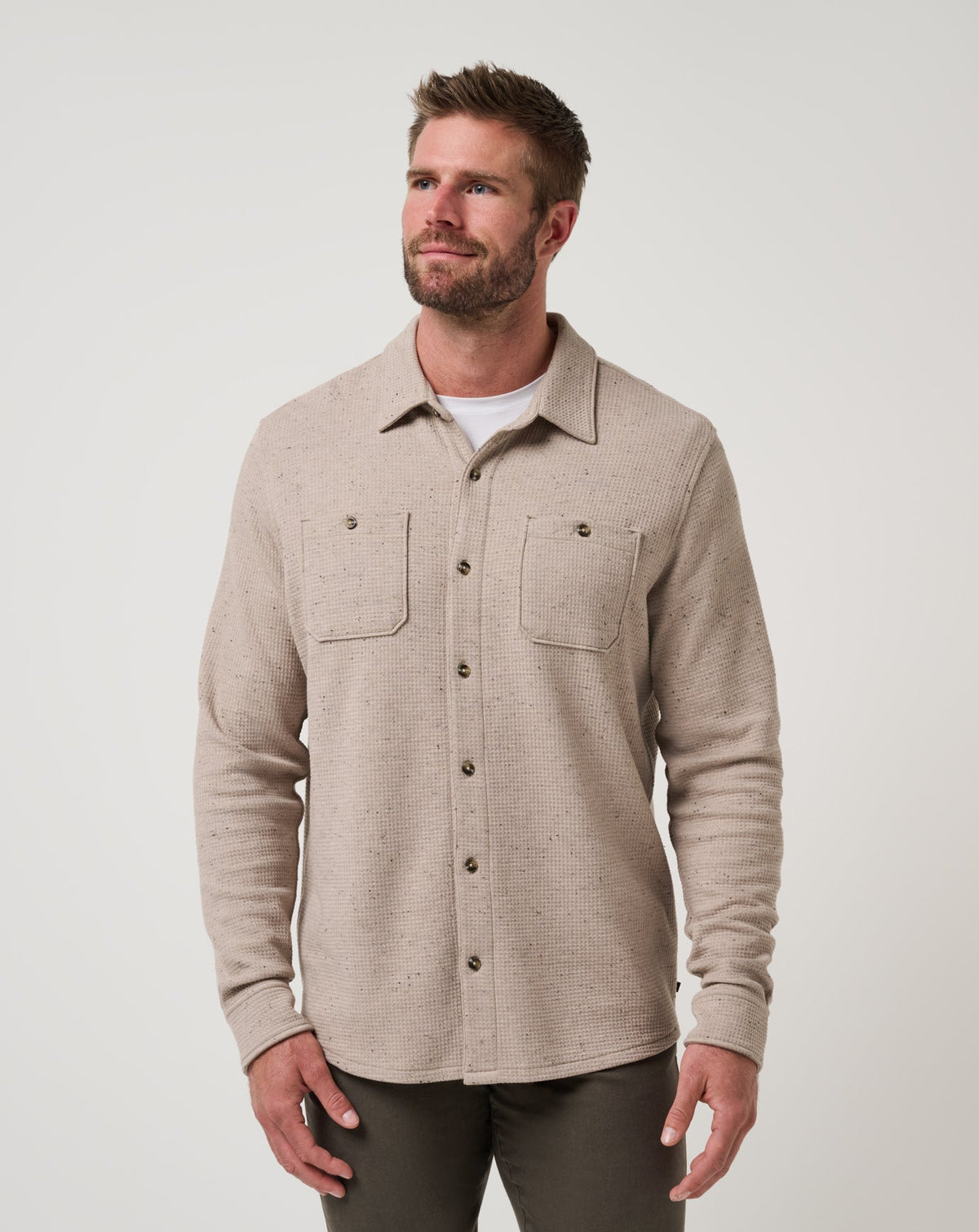 TravisMathew | Cloud Waffle Shirt Jacket - Oxford Tan
