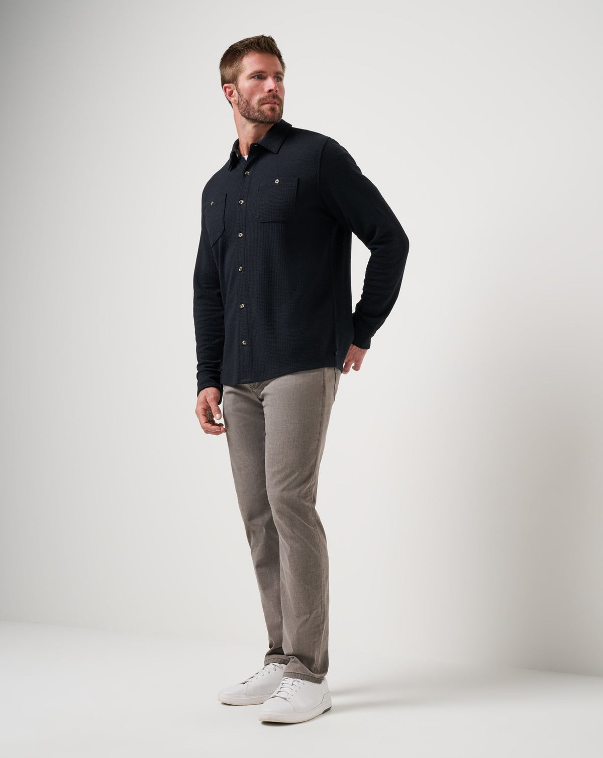 TravisMathew | Cloud Waffle Shirt Jacket - Black