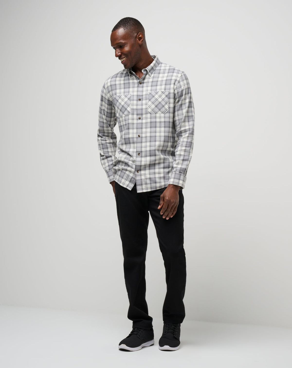 TravisMathew | Cloud Flannel Plaid Button-Up - Vanilla Ice/Quiet Shade