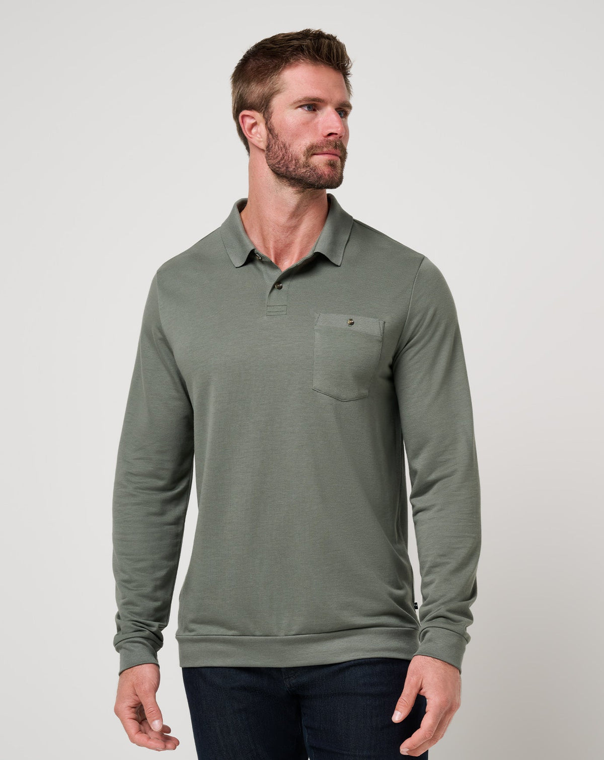 TravisMathew | December First Long Sleeve Polo - Dark Olive