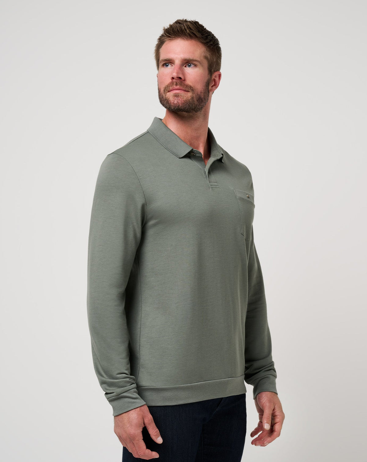 TravisMathew | December First Long Sleeve Polo - Dark Olive