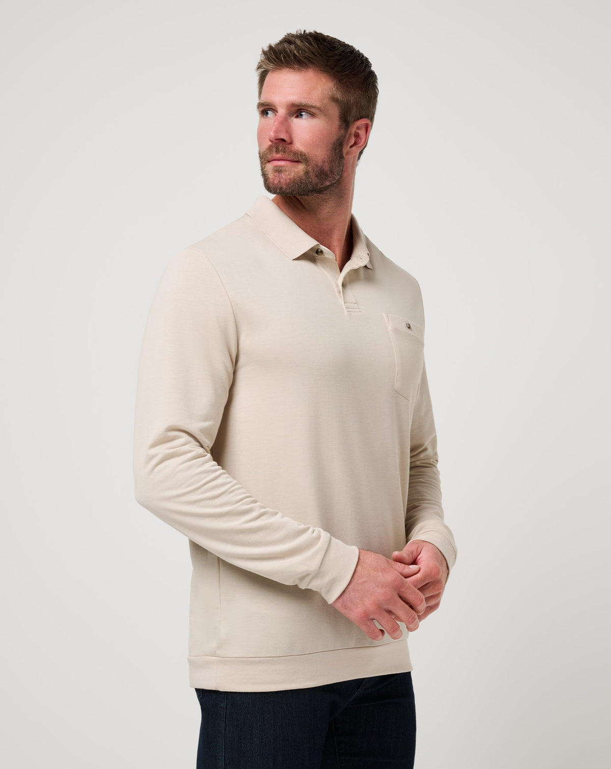 TravisMathew | December First Long Sleeve Polo - Italian Sand