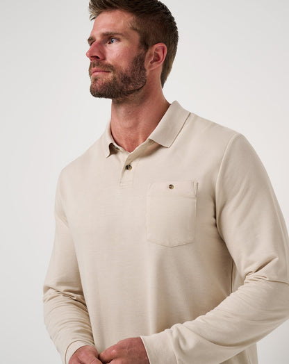 TravisMathew | December First Long Sleeve Polo - Italian Sand