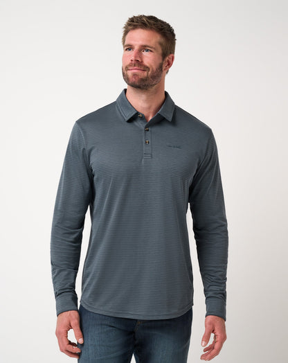TravisMathew | The Zinna 2.0 Long Sleeve Polo - Mood Indigo/Vintage Indigo