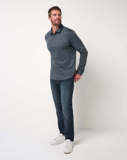 TravisMathew | The Zinna 2.0 Long Sleeve Polo - Mood Indigo/Vintage Indigo