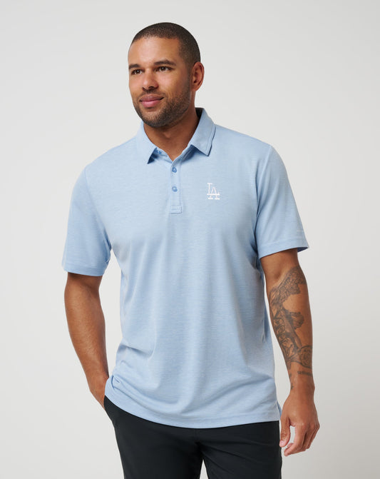 TravisMathew | Los Angeles Dodgers Playoff Pitch Polo - Heather Blue