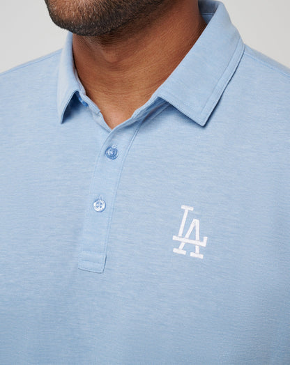 TravisMathew | Los Angeles Dodgers Playoff Pitch Polo - Heather Blue