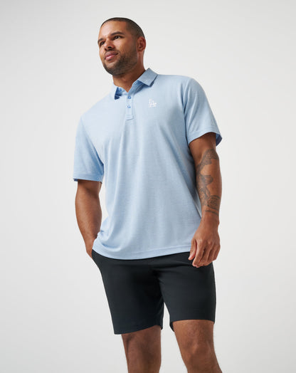TravisMathew | Los Angeles Dodgers Playoff Pitch Polo - Heather Blue