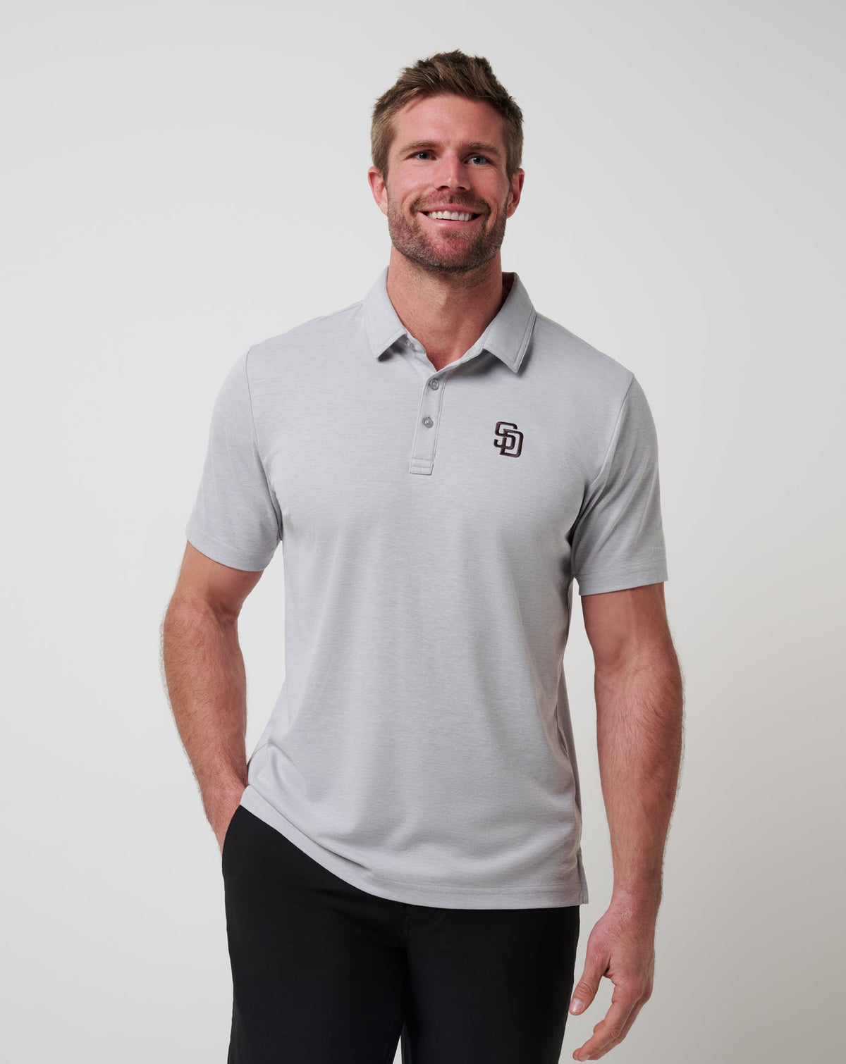 TravisMathew | San Diego Padres Playoff Pitch Polo - Heather Grey