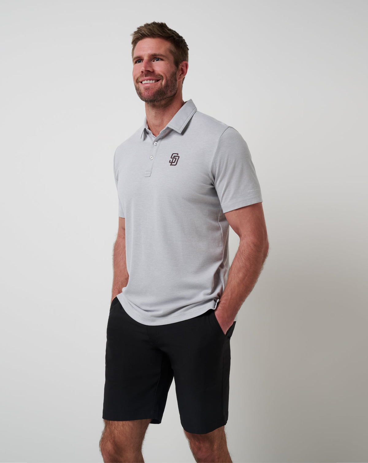 TravisMathew | San Diego Padres Playoff Pitch Polo - Heather Grey