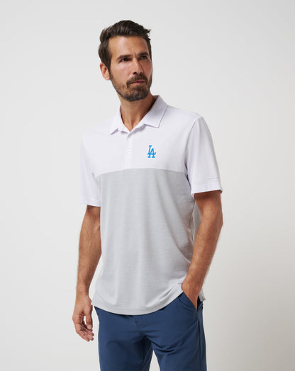 TravisMathew | Los Angeles Dodgers Home Run Leader Polo - White/Heather Grey