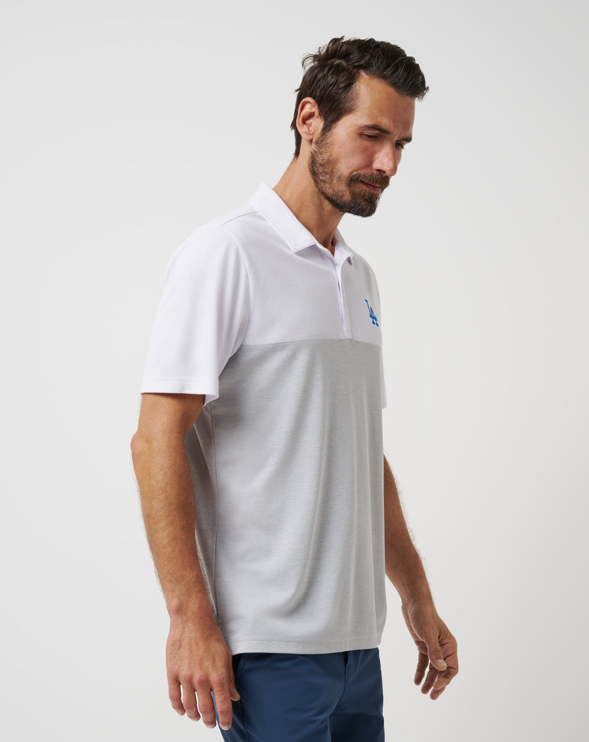 TravisMathew | Los Angeles Dodgers Home Run Leader Polo - White/Heather Grey