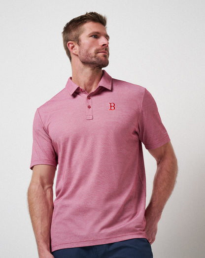 TravisMathew | Boston Red Sox Playoff Pitch Polo - Heather Red