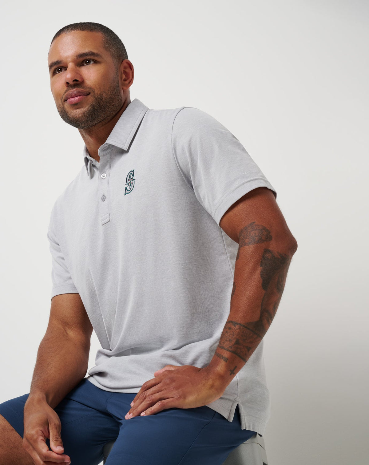 TravisMathew | Seattle Mariners Playoff Pitch Polo - Heather Grey