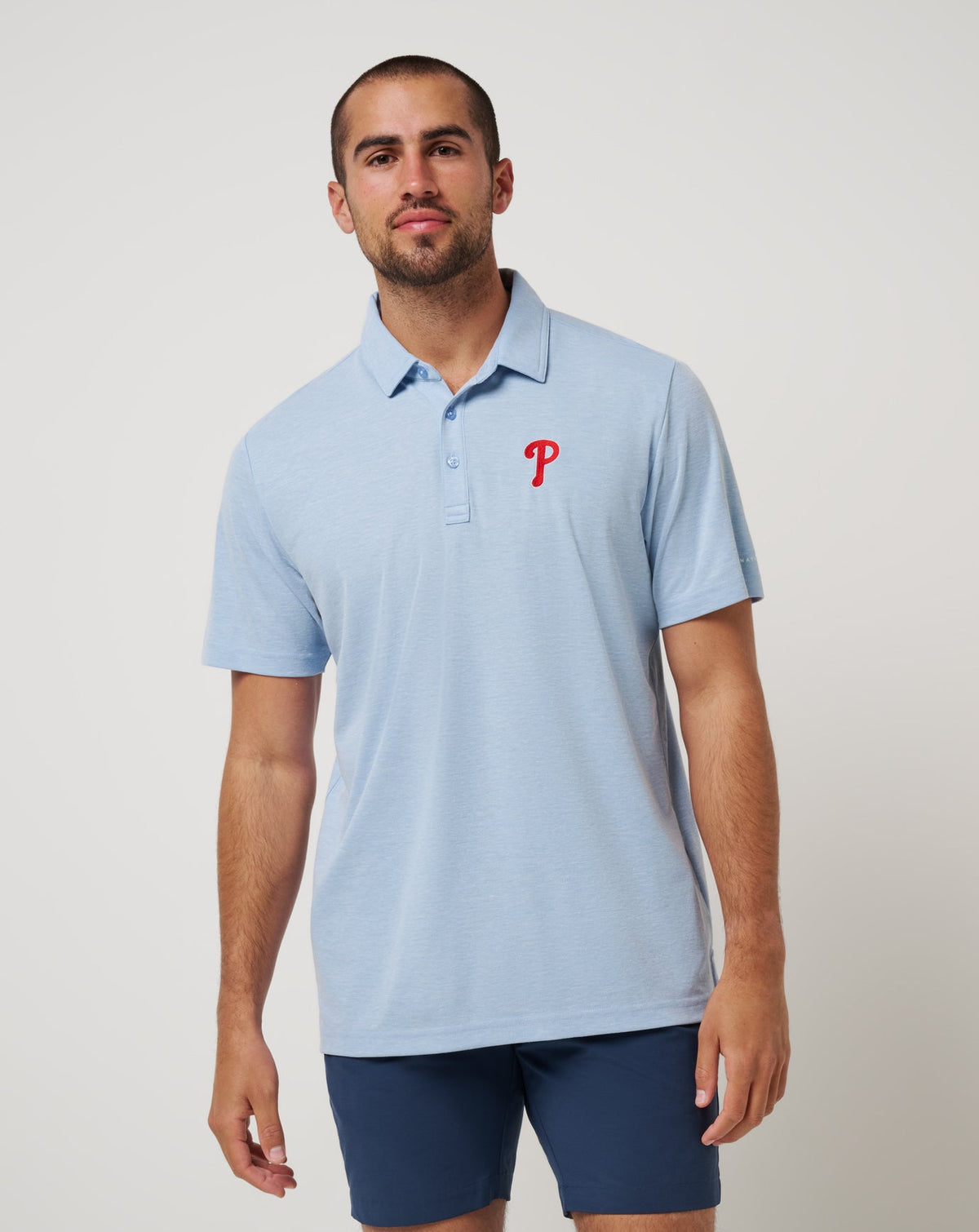 TravisMathew | Philadelphia Phillies Playoff Pitch Polo - Heather Blue