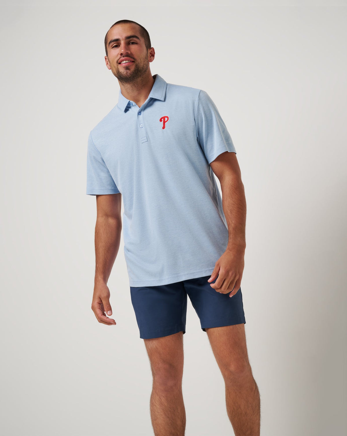 TravisMathew | Philadelphia Phillies Playoff Pitch Polo - Heather Blue