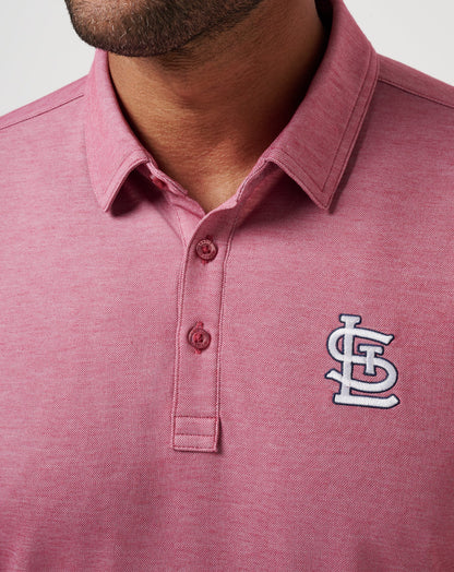 TravisMathew | St Louis Cardinals Playoff Pitch Polo - Heather Red