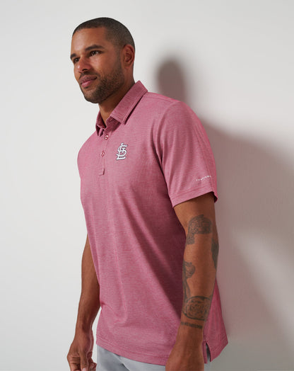 TravisMathew | St Louis Cardinals Playoff Pitch Polo - Heather Red