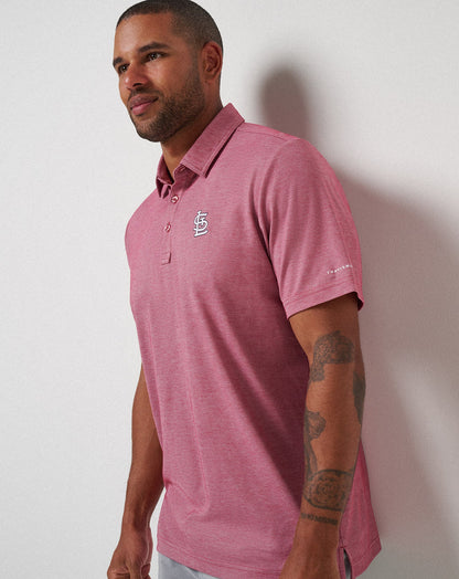TravisMathew | St Louis Cardinals Playoff Pitch Polo - Heather Red