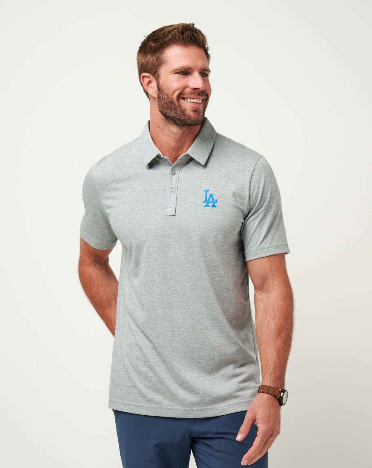 TravisMathew | Los Angeles Dodgers The Zinna Polo - Heather Grey