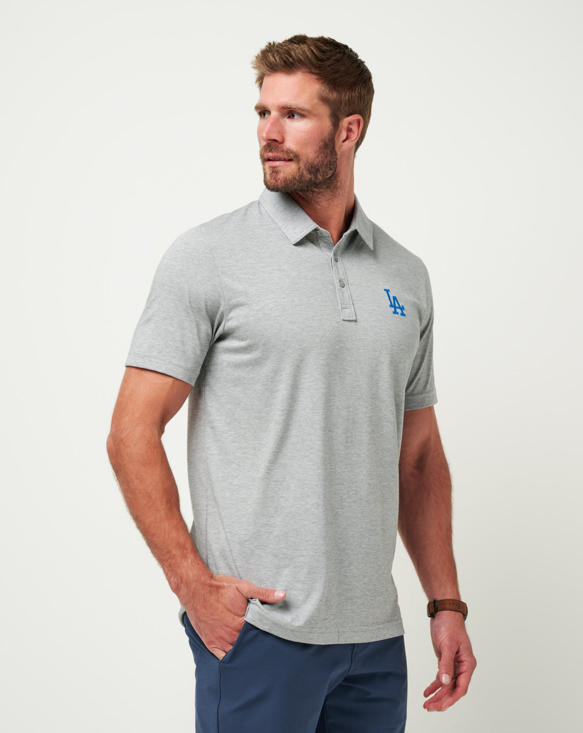 TravisMathew | Los Angeles Dodgers The Zinna Polo - Heather Grey