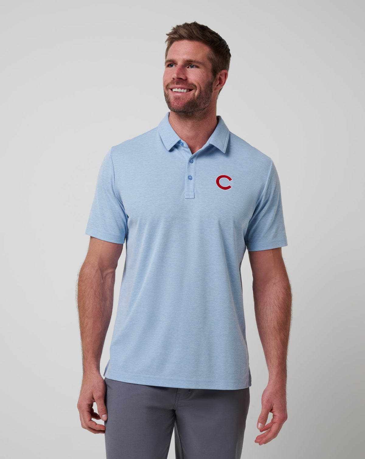 TravisMathew | Chicago Cubs Playoff Pitch Polo - Heather Blue