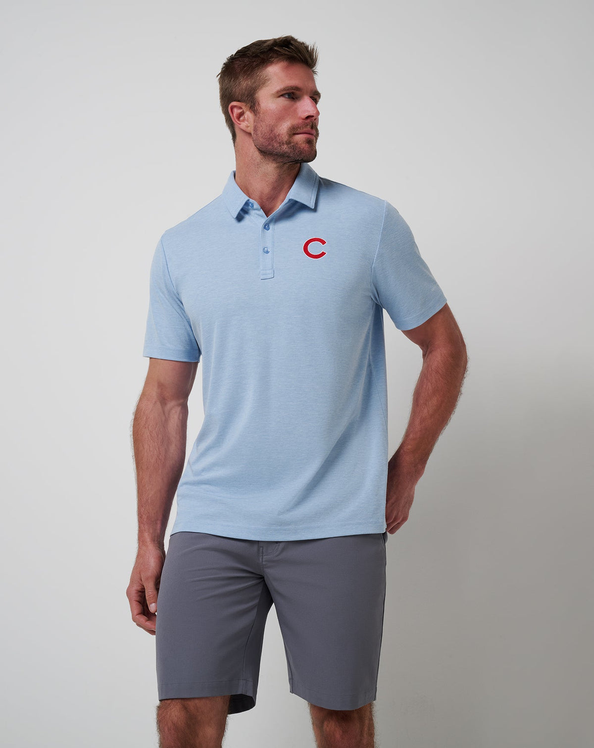 TravisMathew | Chicago Cubs Playoff Pitch Polo - Heather Blue