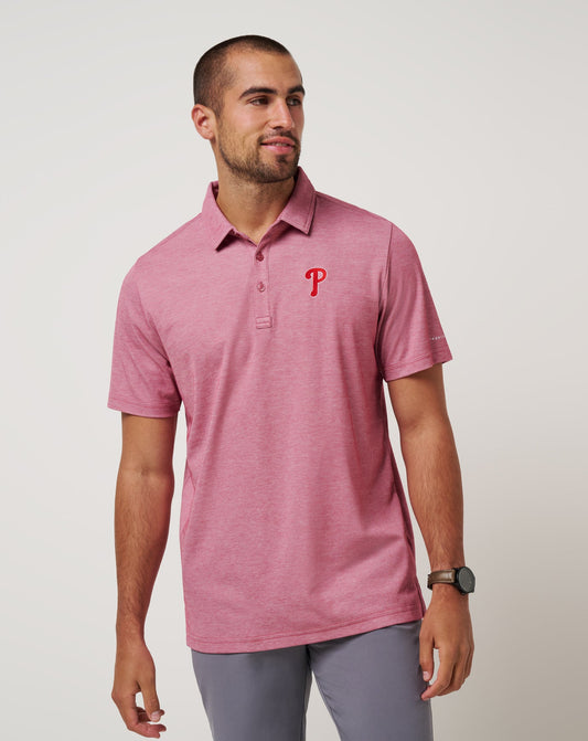 TravisMathew | Philadelphia Phillies Playoff Pitch Polo - Heather Red