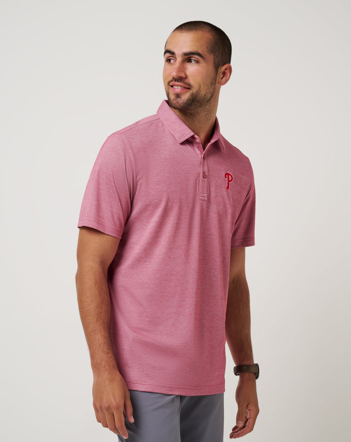 TravisMathew | Philadelphia Phillies Playoff Pitch Polo - Heather Red