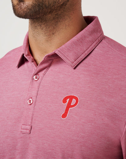 TravisMathew | Philadelphia Phillies Playoff Pitch Polo - Heather Red