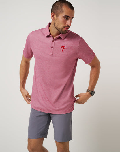 TravisMathew | Philadelphia Phillies Playoff Pitch Polo - Heather Red