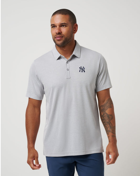 TravisMathew | New York Yankees Playoff Pitch Polo - Heather Grey