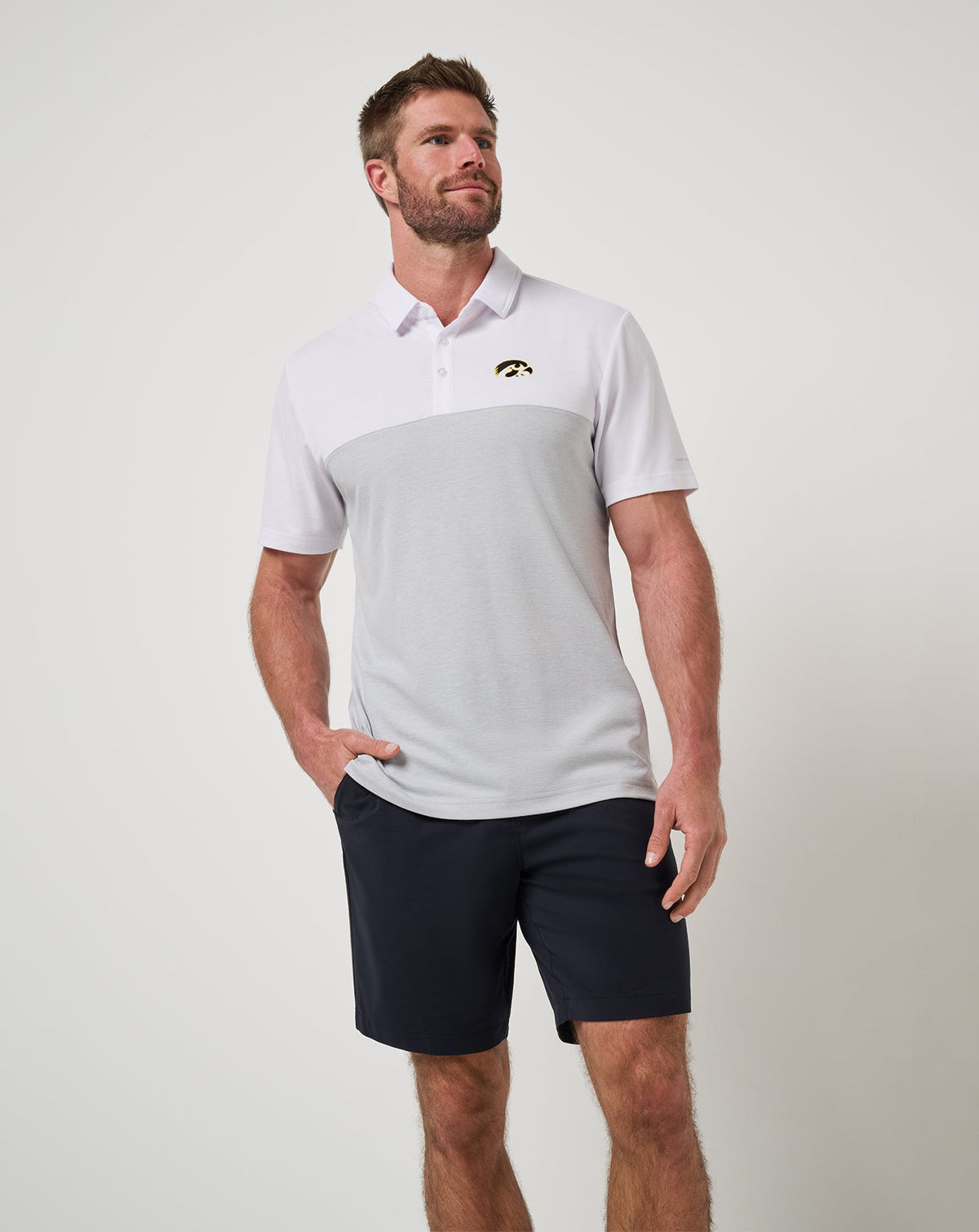 TravisMathew | Iowa Drop Back Polo - White/Heather Grey