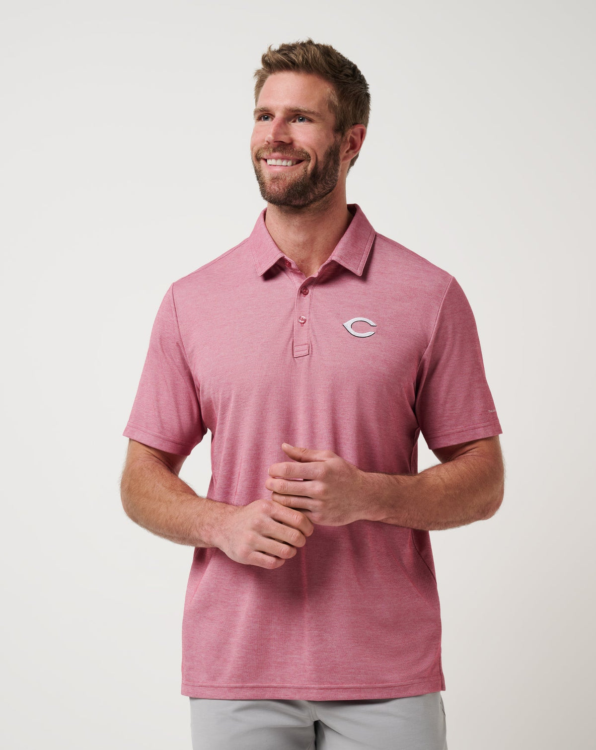 TravisMathew | Cincinnati Reds Playoff Pitch Polo - Heather Red