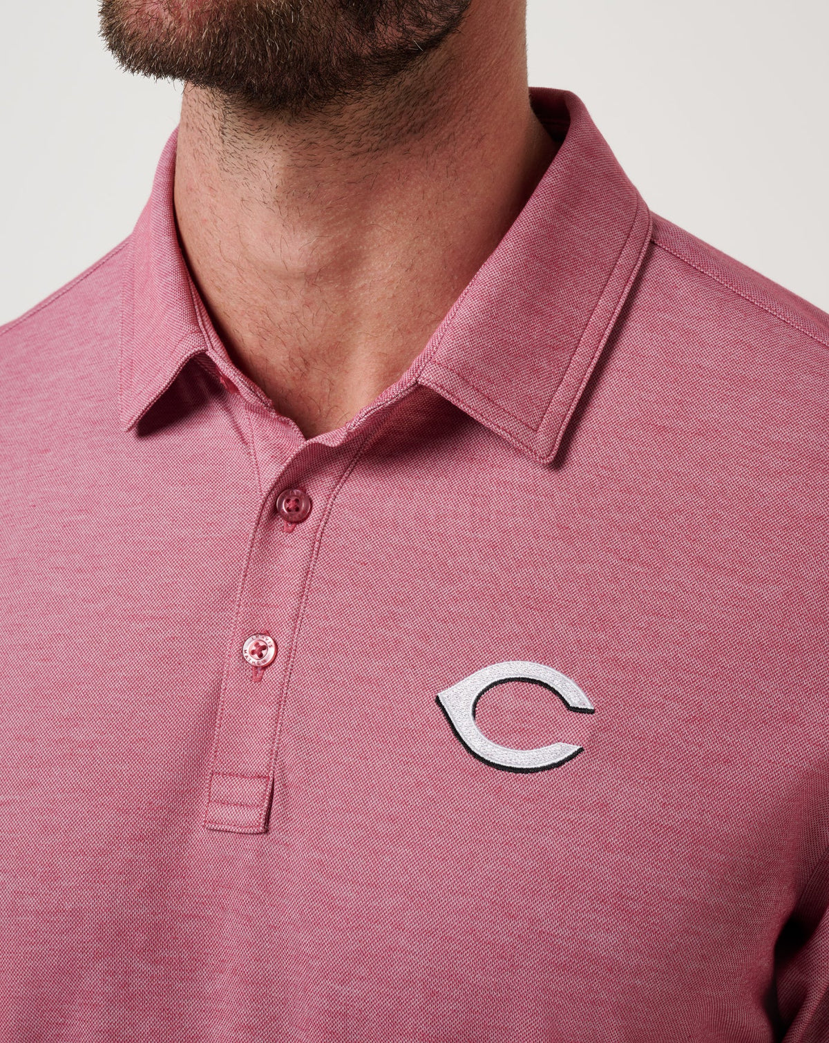 TravisMathew | Cincinnati Reds Playoff Pitch Polo - Heather Red