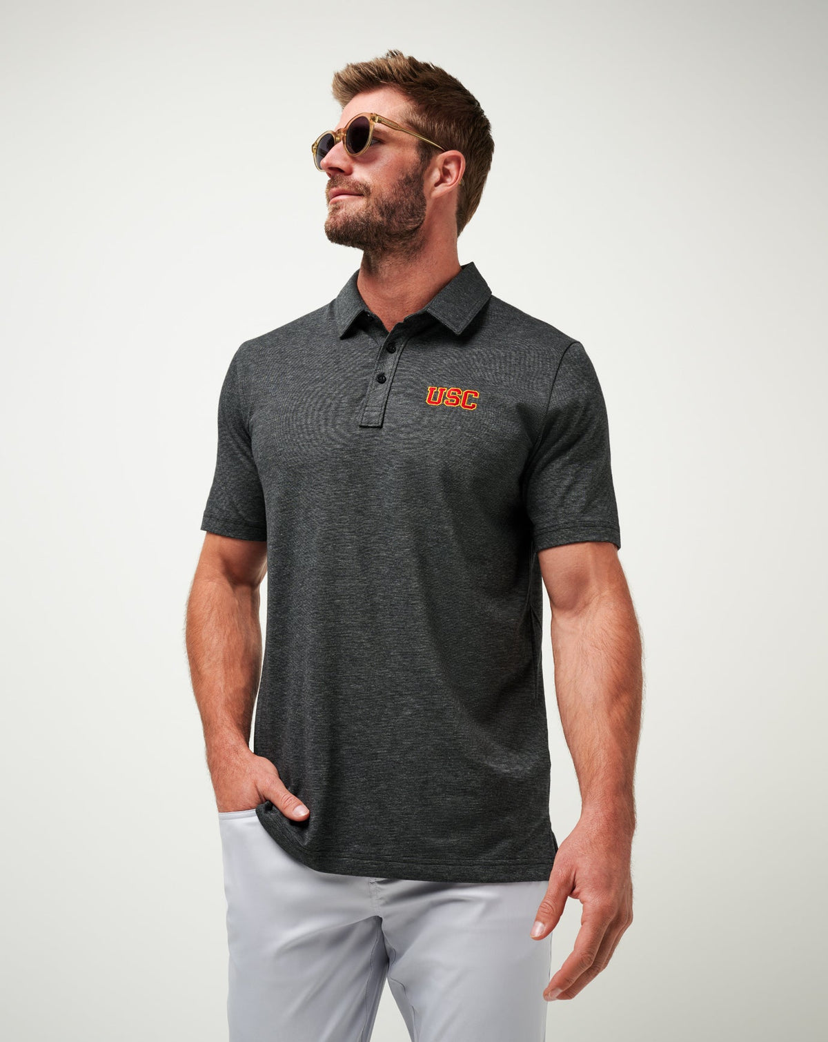 TravisMathew | USC The Zinna Polo - Heather Black