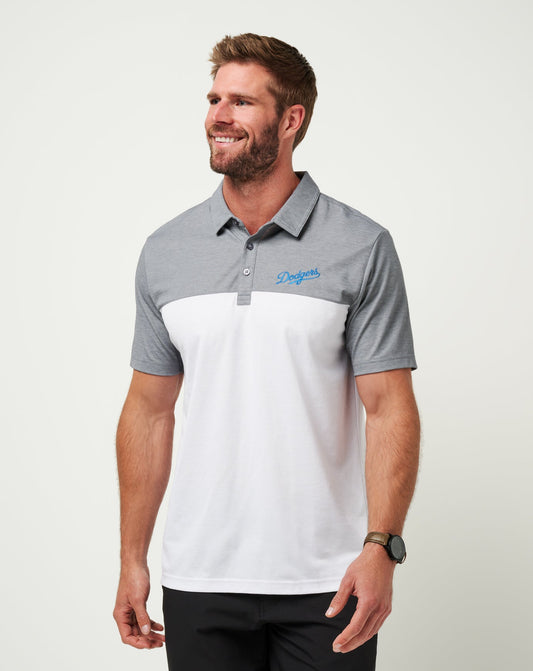 TravisMathew | Los Angeles Dodgers The Rudds 2.0 Polo - Heather Quiet Shade/White