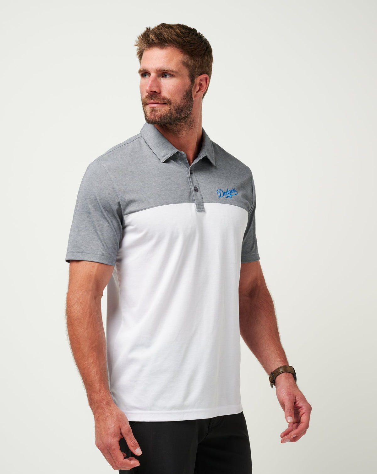 TravisMathew | Los Angeles Dodgers The Rudds 2.0 Polo - Heather Quiet Shade/White