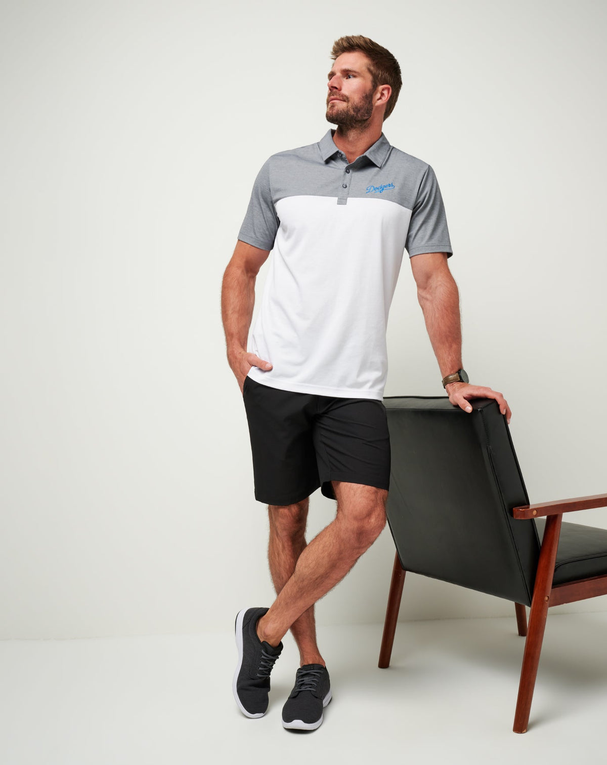 TravisMathew | Los Angeles Dodgers The Rudds 2.0 Polo - Heather Quiet Shade/White