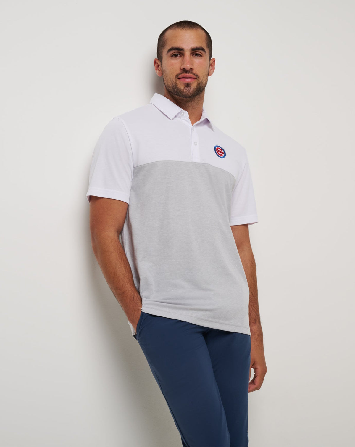 TravisMathew | Chicago Cubs Home Run Leader Polo - White/Heather Grey