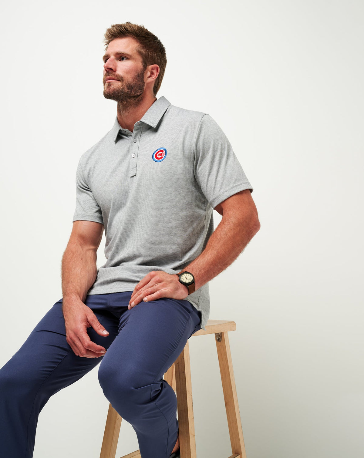 TravisMathew | Chicago Cubs The Zinna Polo - Heather Grey