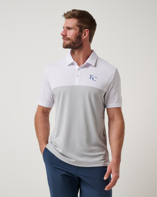 TravisMathew | Kansas City Royals Home Run Leader Polo - White/Heather Grey