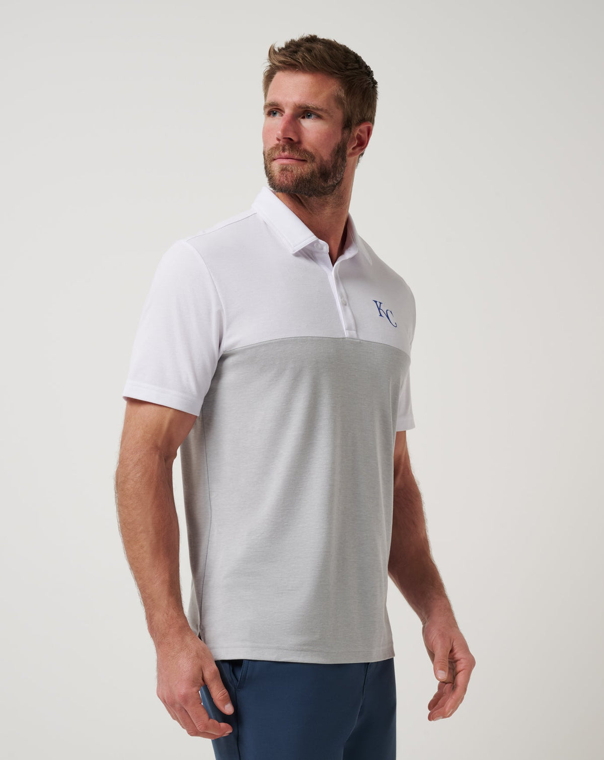 TravisMathew | Kansas City Royals Home Run Leader Polo - White/Heather Grey