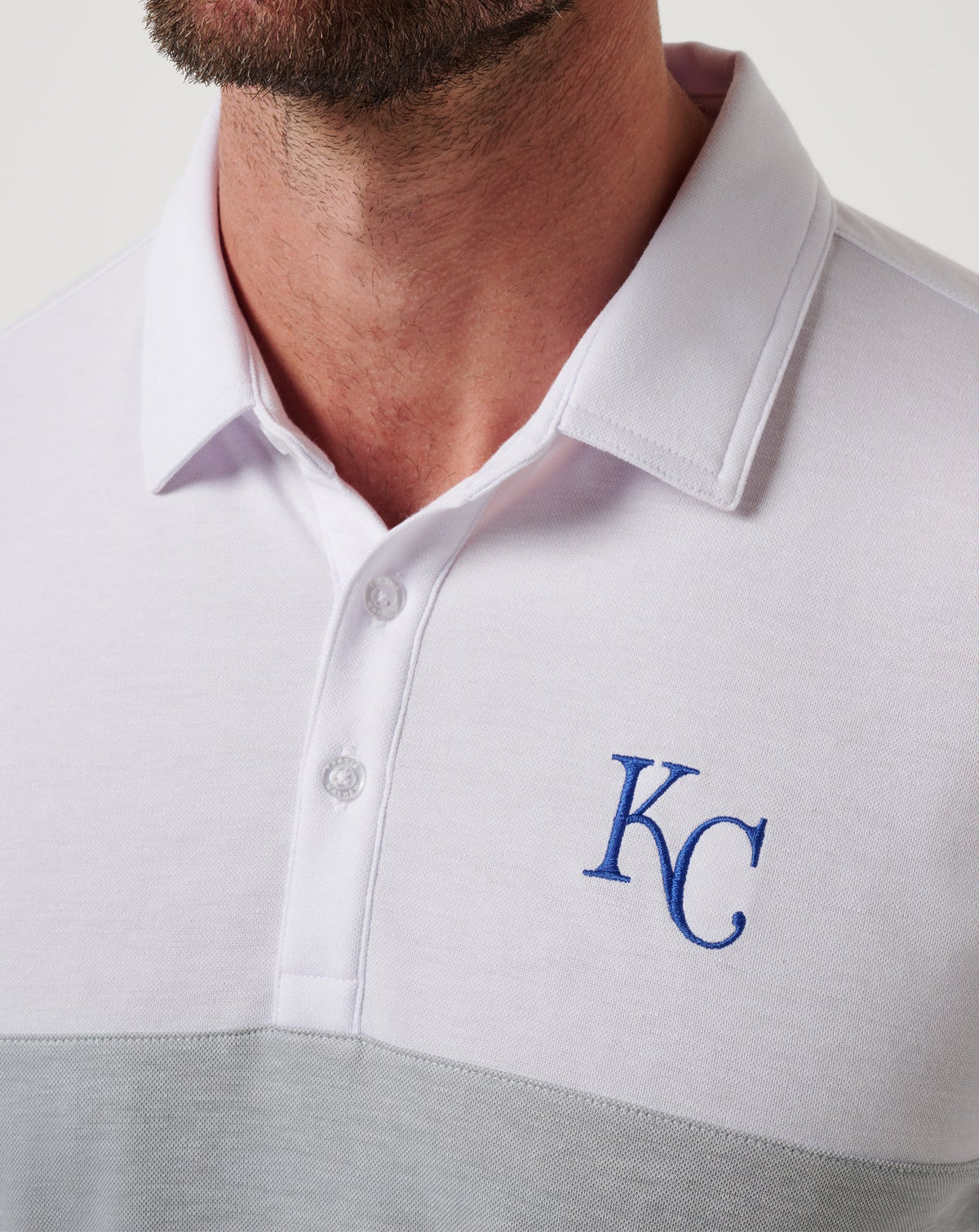 TravisMathew | Kansas City Royals Home Run Leader Polo - White/Heather Grey